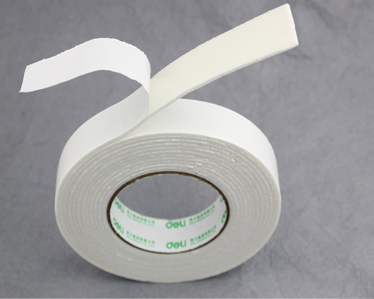 泡沫得力30412胶宽24mm5y双面海绵胶厚双面胶海绵胶带