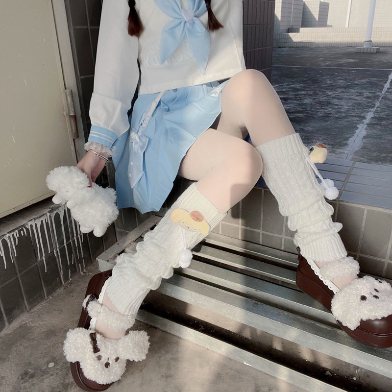 卡通秋冬可爱毛球袜套动漫jk制服日系少女中筒袜