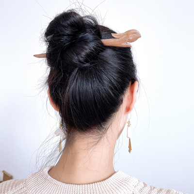 durianacc日系国风桃木质盘发木发簪兔兔汉服簪子丸子头钗子