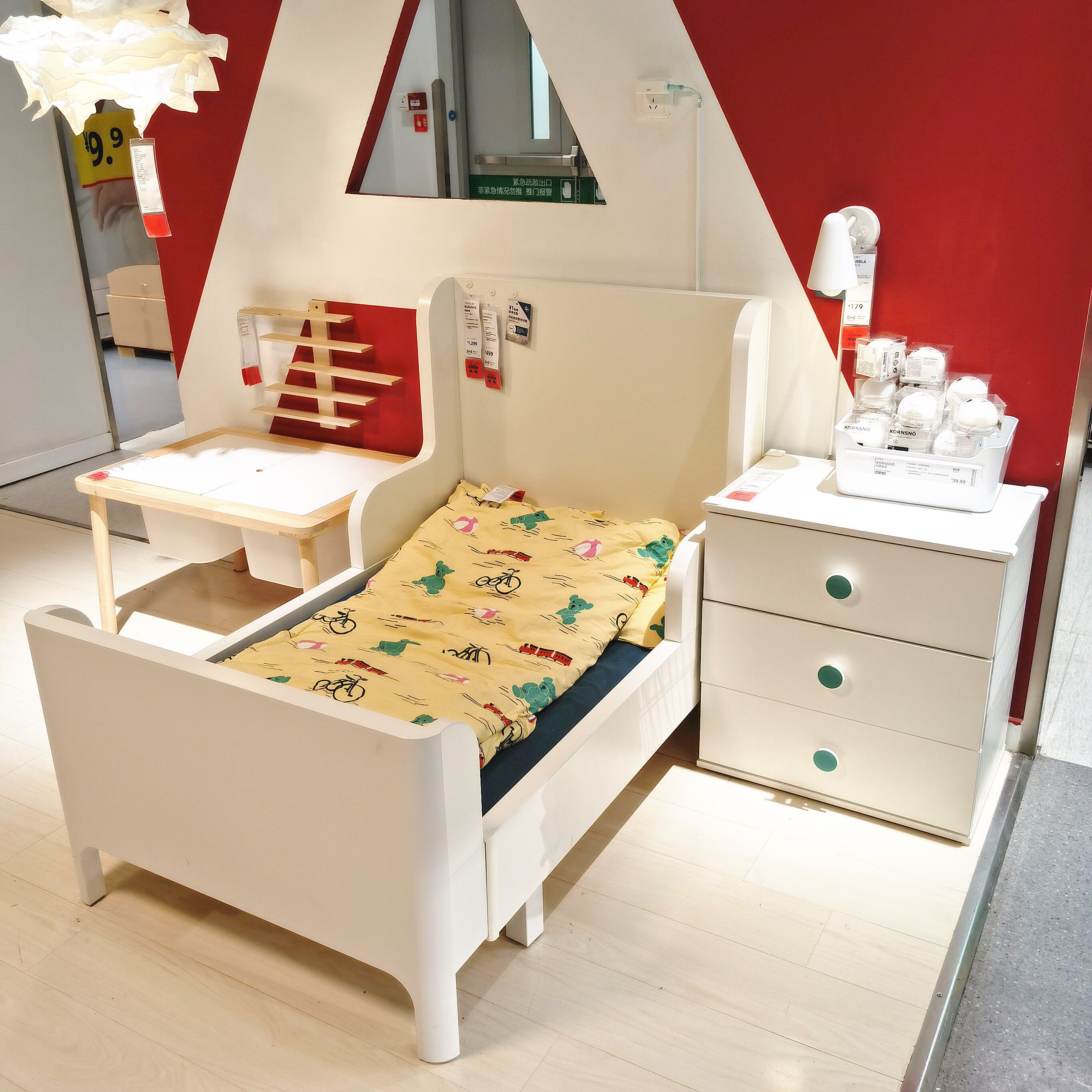 宜家单人户型小户实木白实木国内粉红色童床儿童儿童床