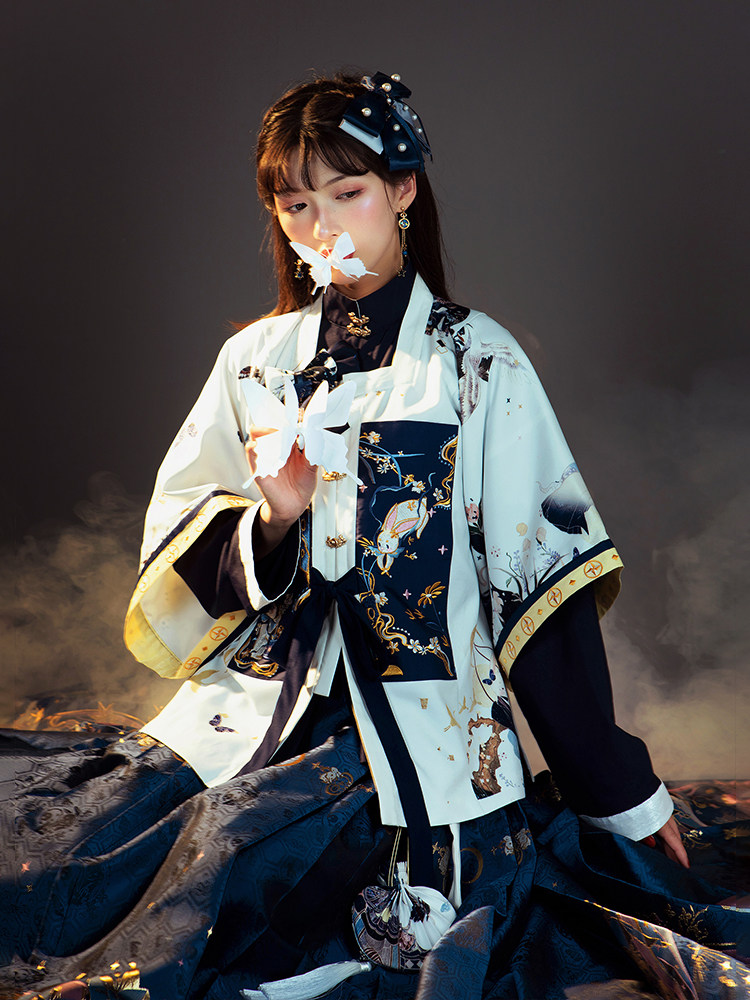 天机云锦来自月球电波明制夹衣方领半对襟立领襟衫汉服