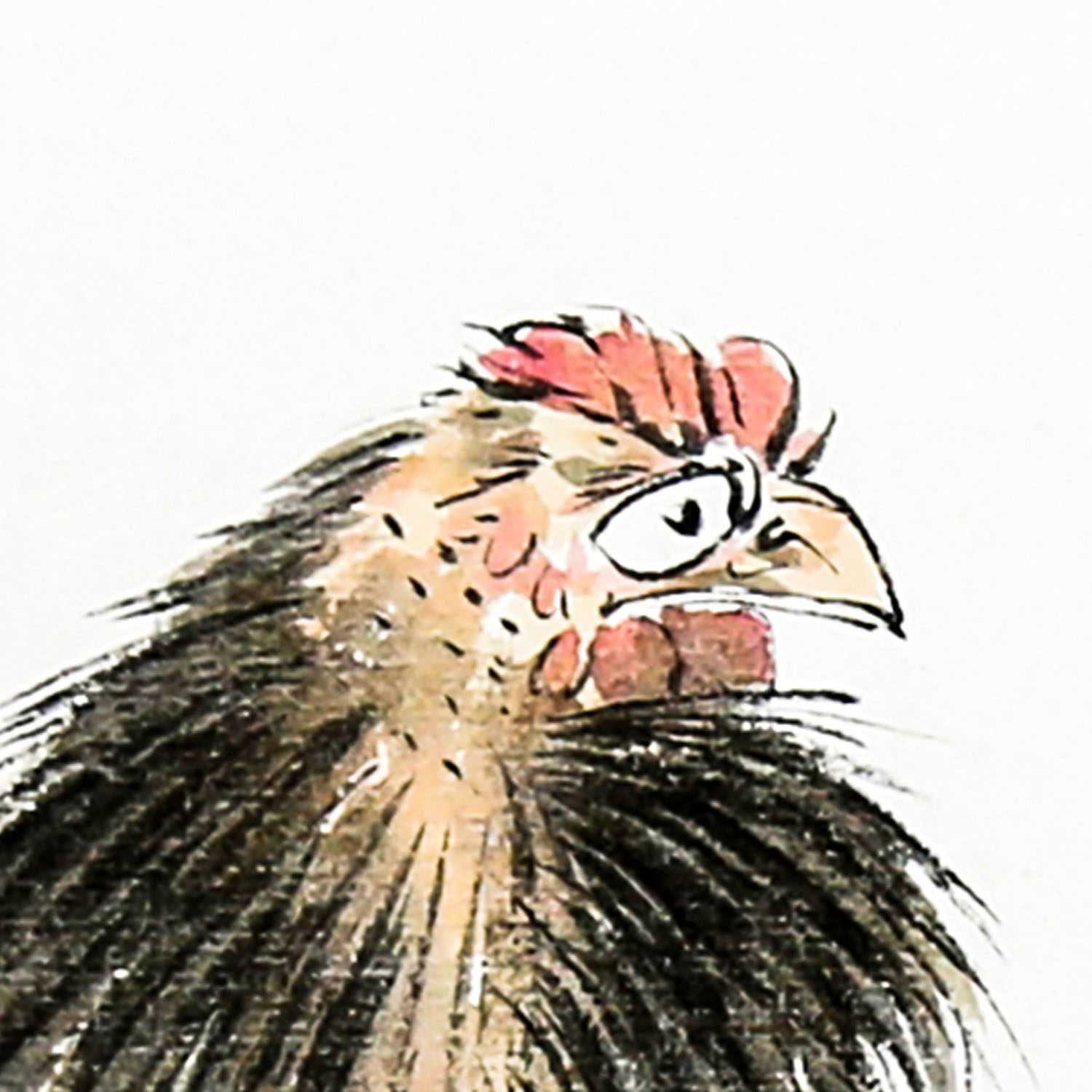 生活虽然一地鸡毛 手绘国画真迹 客厅挂画装饰画卷轴字画玄关壁画