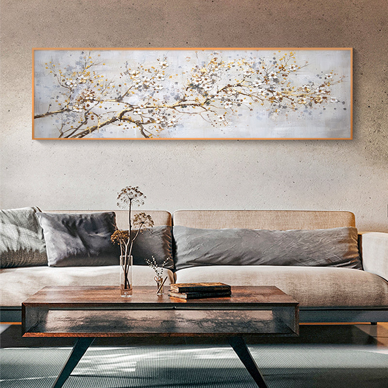 客厅挂画床头卧室装饰画背景沙发手绘中式新中式油画