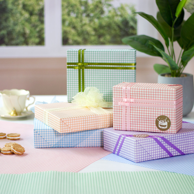 阿真家礼品书皮包书皮纸护眼礼物小格子难得素雅朴素包装纸