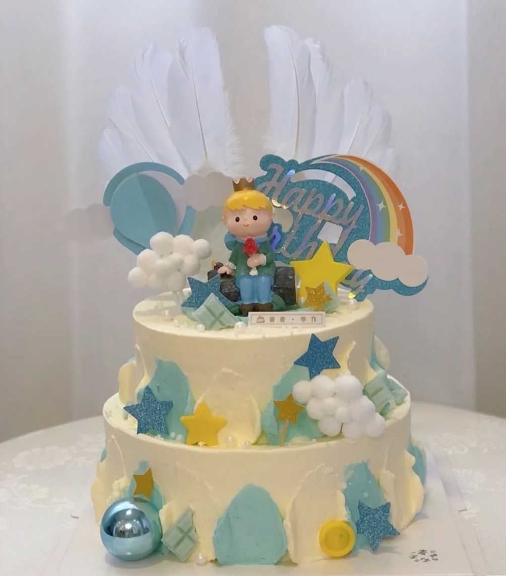 双层水果夹层动物奶油小王子宝宝周岁满月百天新鲜生日蛋糕