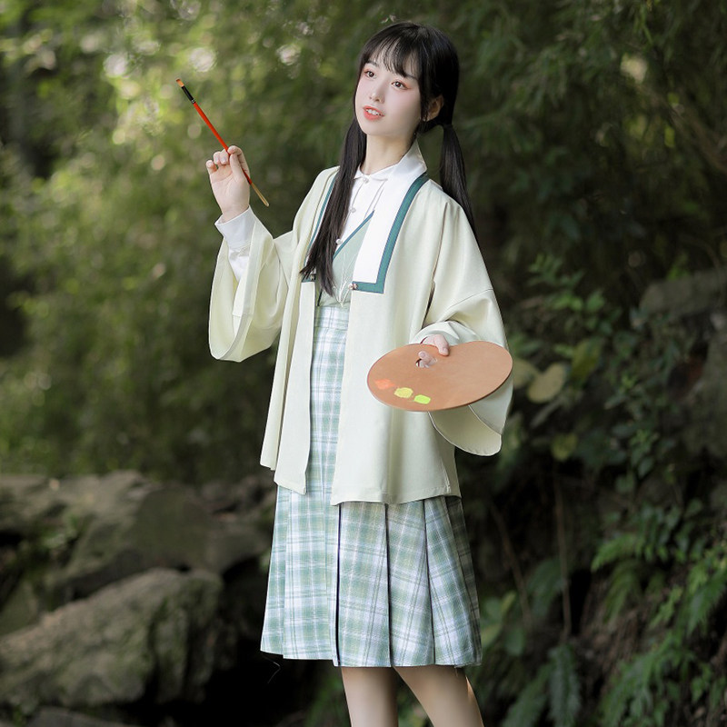 原创中国国风汉元素jk制服护奶套装学院背心连衣裙