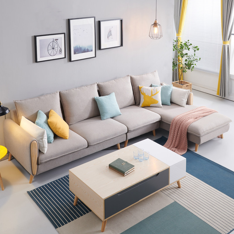 小清新风格布艺沙发北欧 简约现代网红款沙发小户型客厅组合ins风
