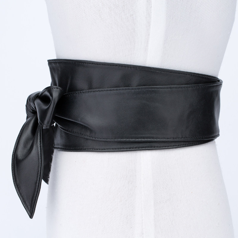 遇尚美四季百搭系带蝴蝶结羊皮腰封女装饰裙子腰带腰带