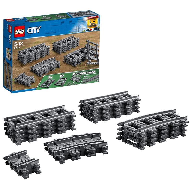 乐高积木城市系列city火车轨道弯道60205男孩子塑料积木