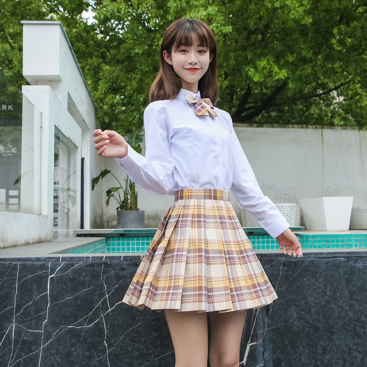 制服中牌馆山jk正版高腰学院风日系裙百褶半身裙