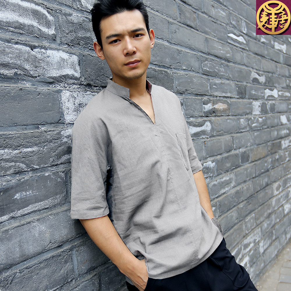 国风唐装中山装汉服复古马褂中国男装民国男青年民族服装