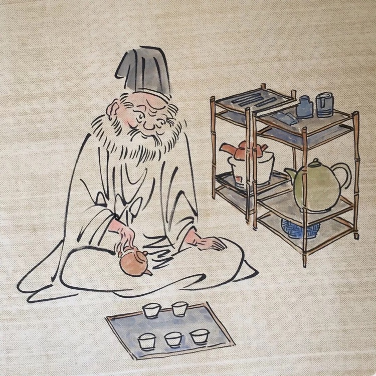 茶室小品卖茶独乐国画