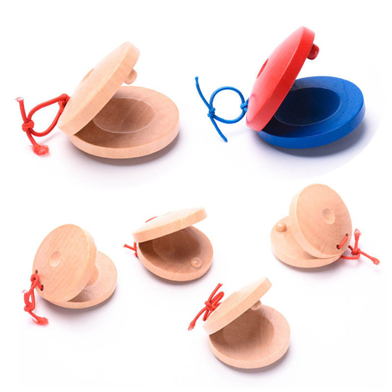 圆舞板圆午板木制彩色原木快板奥尔夫打击乐器幼儿园表演节目响板