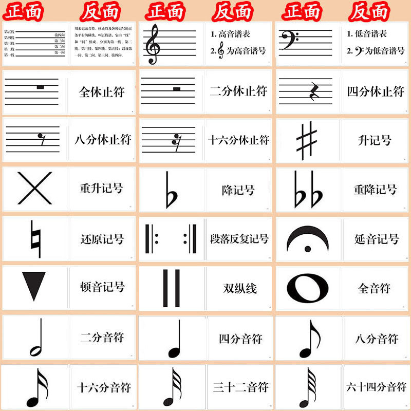 基础钢琴五线谱识谱卡片164张音符卡乐乐器教程早教闪卡