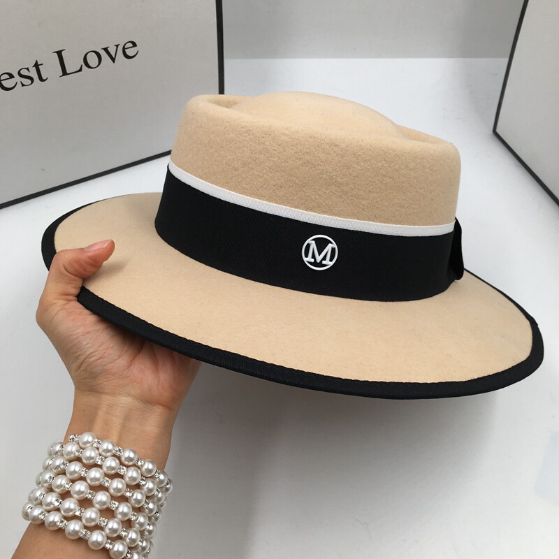 春秋新品韩版气质羊毛呢卡其色礼帽英伦百搭女时尚名媛毡帽子潮搭