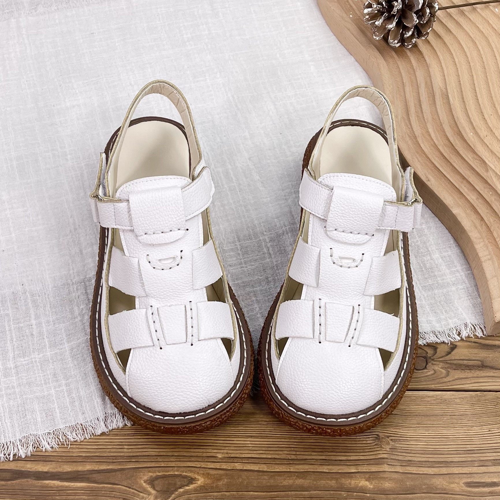 夏季新款可爱日系大头文艺森系平跟小白鞋女鞋罗马凉鞋