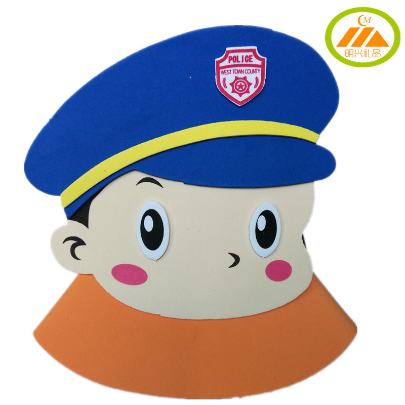 police小警察帽子头饰儿童人物男警女警头套幼儿园表演道具eva