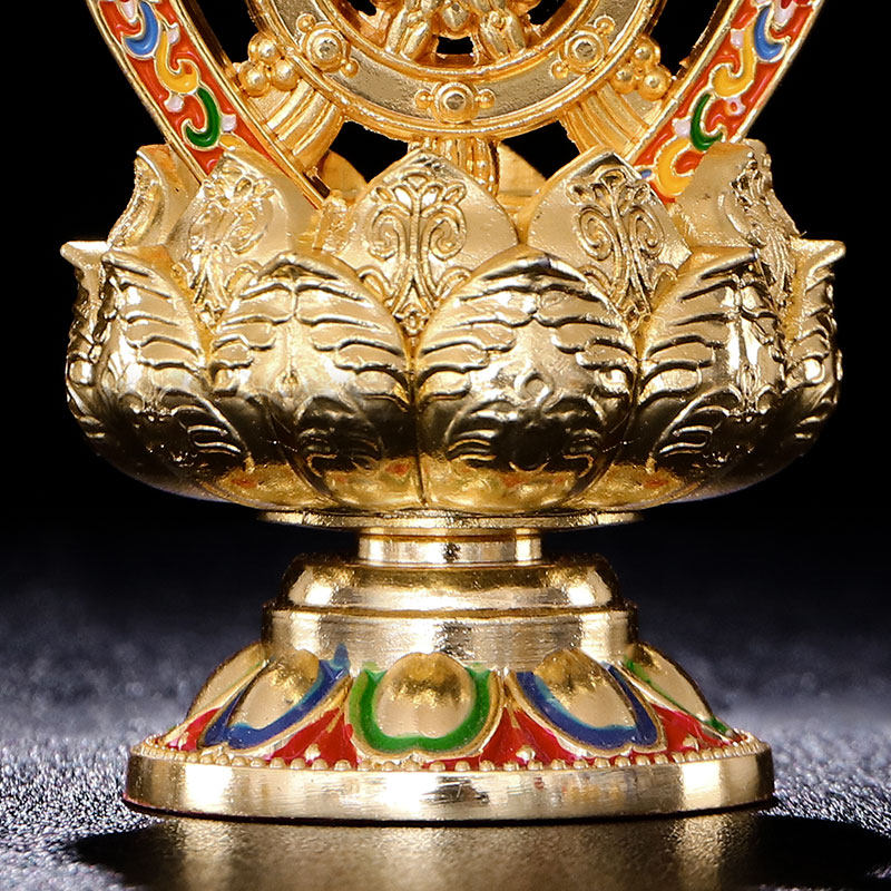 八吉祥摆件密宗镀金彩绘立体莲花供佛吉祥八宝摆件