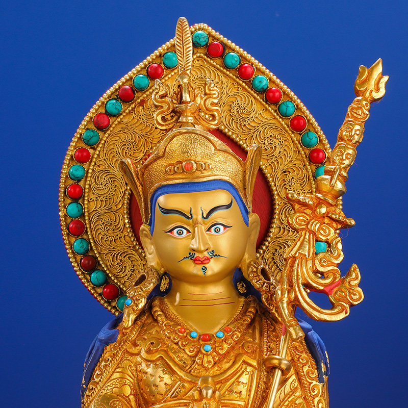 佛像莲花莲师佛堂密宗背光花生金背光全鎏纯铜摆件