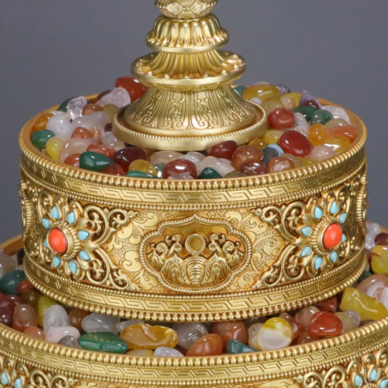 曼扎盘西藏托盘曼达八吉祥摆件佛堂供修曼茶37堆藏族曼扎盘