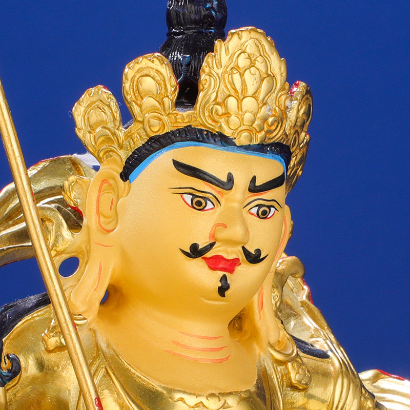 财宝天王佛像精工纯铜光面西藏佛具神佛像摆件仿尼泊尔全鎏金7寸