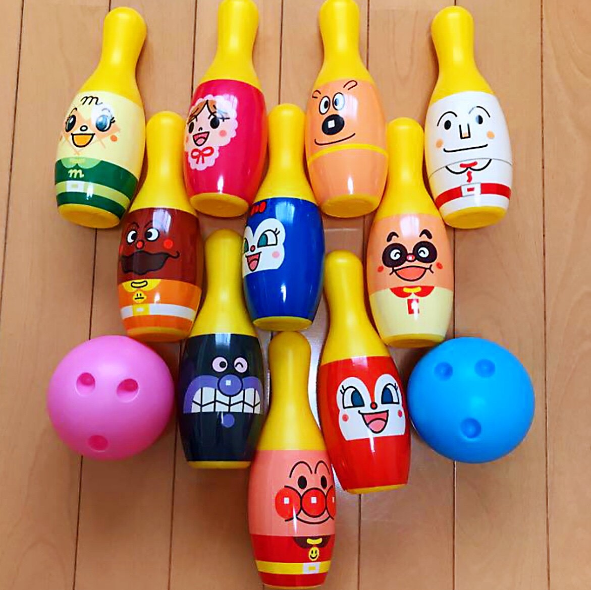 现货新款日本面包超人宝宝彩色保龄球亲子室内互动球类玩具
