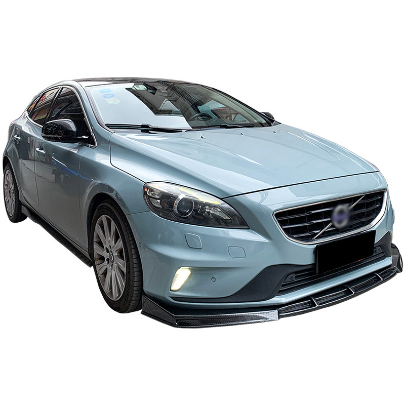 适用汽车沃尔沃v40改装件前碳纤低趴前唇刀锋汽车包围