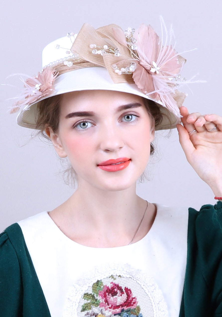 新款法式香槟色礼帽拍照写真欧式复古个性礼帽走秀演出夸张服饰帽