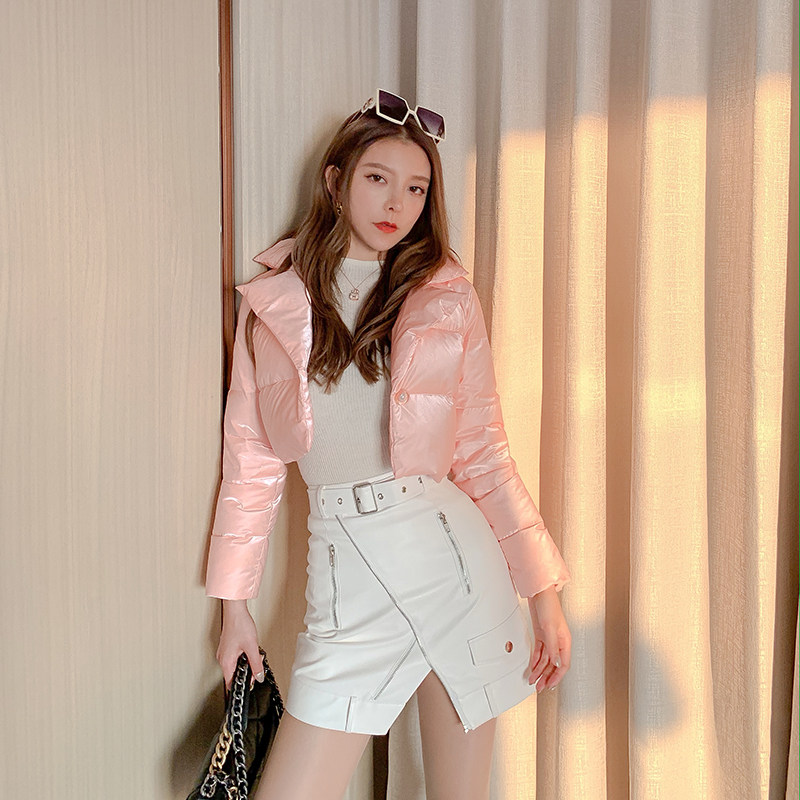 诗雨 秒变大长腿白色高腰皮裙不规则拉链百搭短裤裙女冬a字半身裙