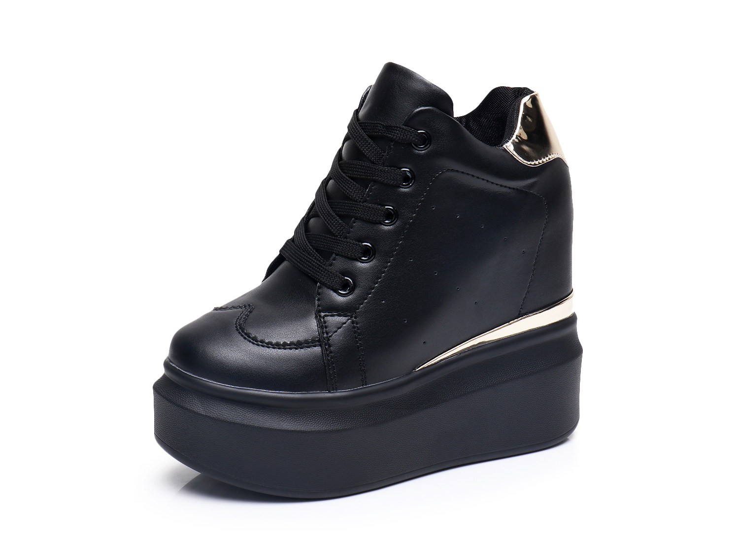 2018春季新款内增高女鞋坡跟休闲鞋松糕跟运动单鞋12cm超高跟厚底