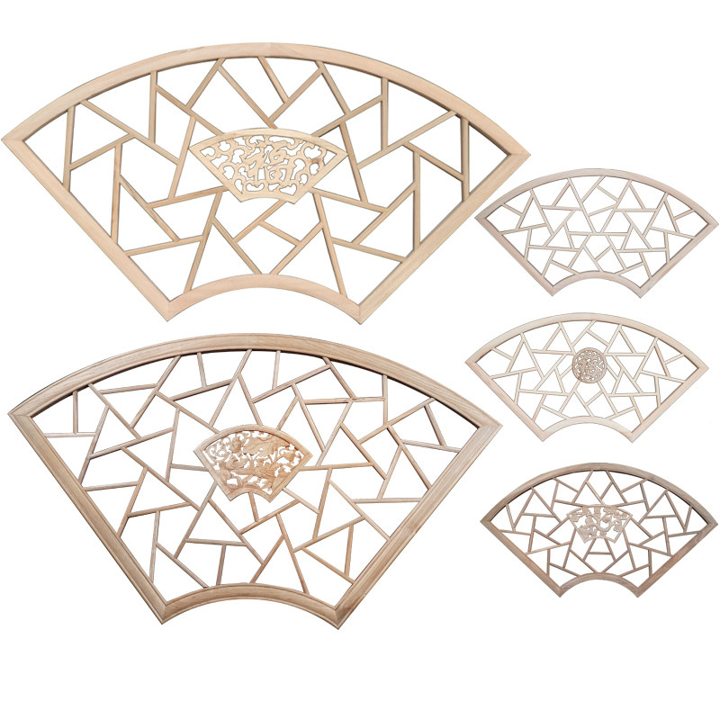 实木花格扇形窗户镂空雕花庭院透新中式仿古木雕