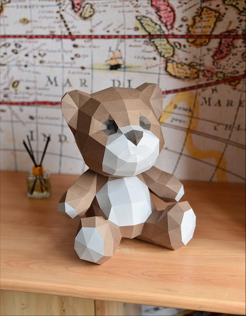家居饰品熊猫几何折纸3d纸模型纸雕刻立体构成diy手工