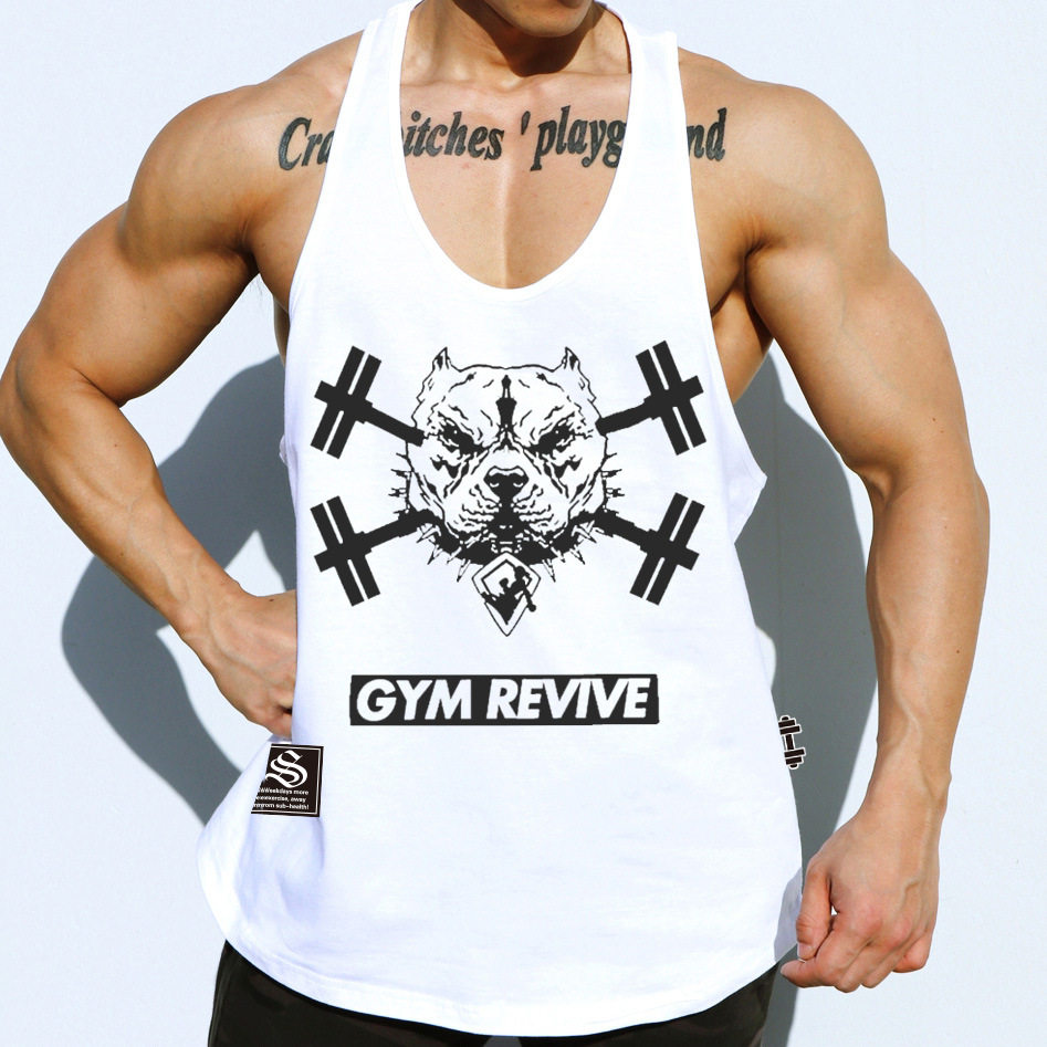 肌肉狗 基础版潮牌宽松坎肩工字吊带撸铁健美训练健身运动背心男