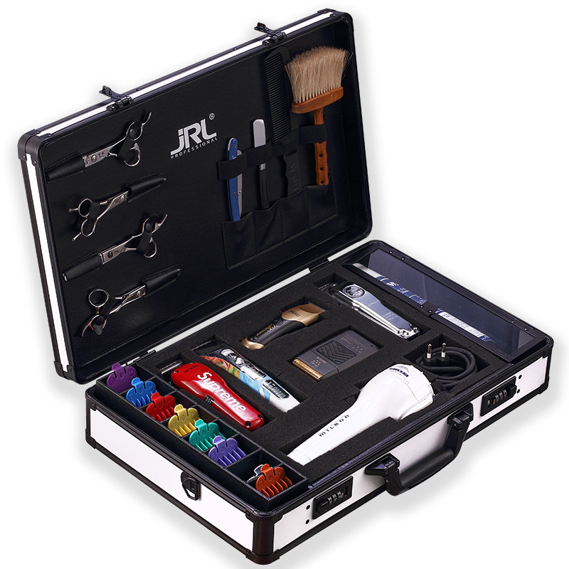 美国jrl定制款油头barber工具箱白色美发手提密码电推剪收纳箱子