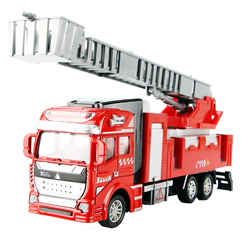 合金消防车玩具套装云梯车升降救援车模型男孩儿童回力工程车组合