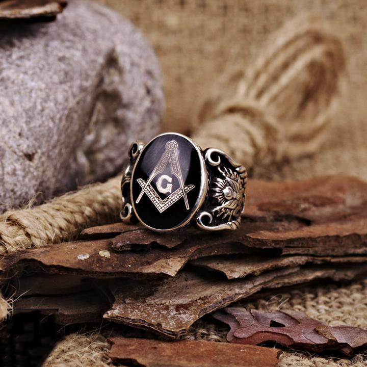 土耳其代购masonic手作复古自由共济会标标志徽章戒指