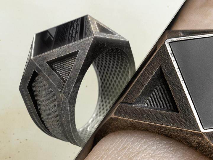 俄罗斯代购ring手作哥特朋克趣味几何未来派科幻戒指手链定制