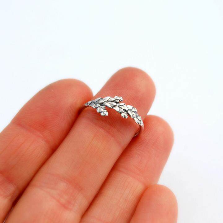 加拿大代购dainty手作精致简约可爱植物雪松纯银戒指手链定制