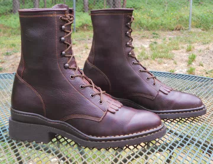 vintage美国代购古着1990s复古棕色西部牛仔系带短靴时装靴