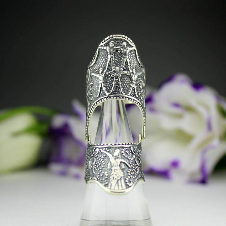 海外代购dance手作复古银色舞者双环关节指环戒指