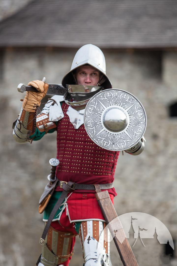 乌克兰代购shield手作中世纪战斗圆盾不锈钢蚀刻花纹其它