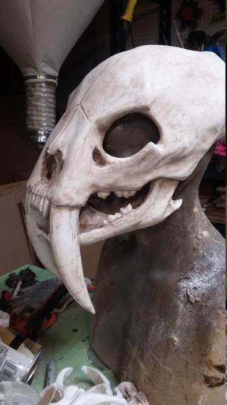 movable㊣美国代购手作特别仿古惊恐老虎头骨设计聚会演出面具