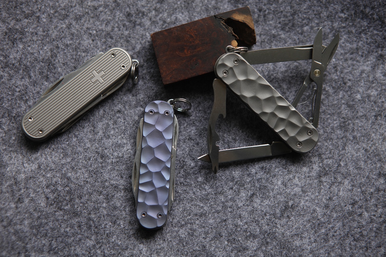 58毫米瑞士军刀 钛柄 逍遥派 钛合金改装 EDC 多功能小刀