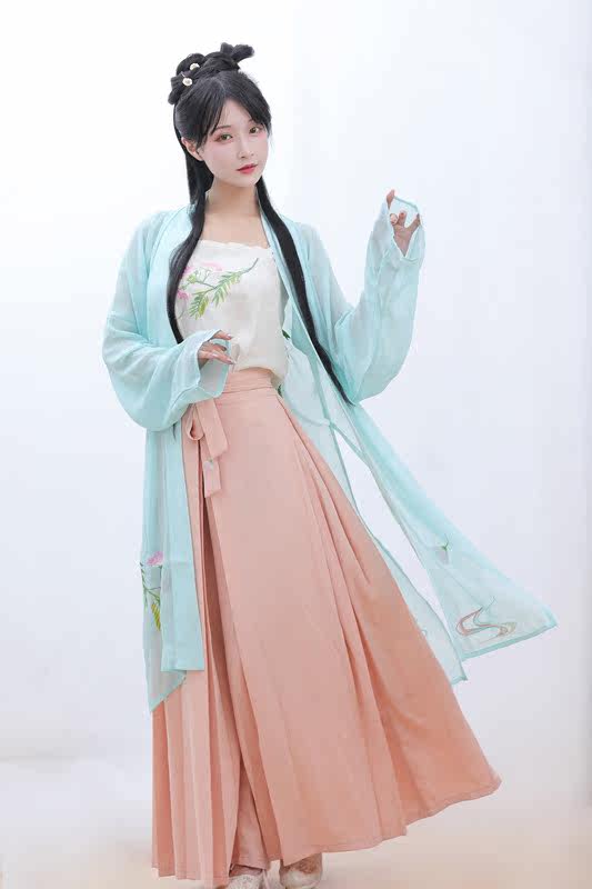 亦卿原创汉服合欢绣花吊带宋裤褙三件件套春秋汉服