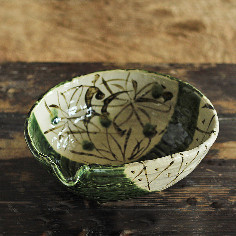 日本原装进口织布烧间取花片口大手工复古传统食器碗