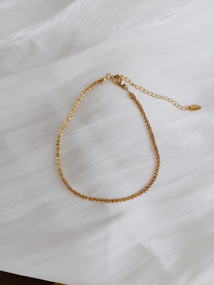 不掉掉色项圈闪烁满天星脚链调节手链精致18k脚链