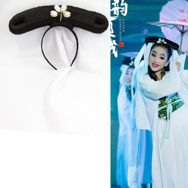 新款小戏白蛇传同款头饰白娘子白素贞儿童演出服发包