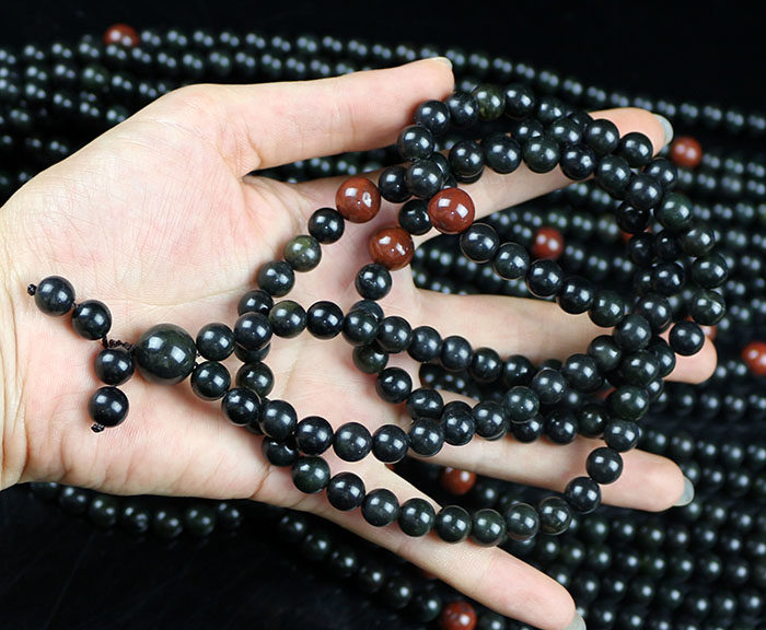 天玉奇石园精品天然直销8mm108橄榄陨石佛珠一条佛珠项链