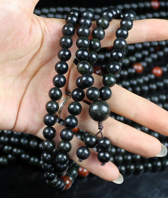 天玉奇石园精品天然直销8mm108橄榄陨石佛珠一条佛珠项链