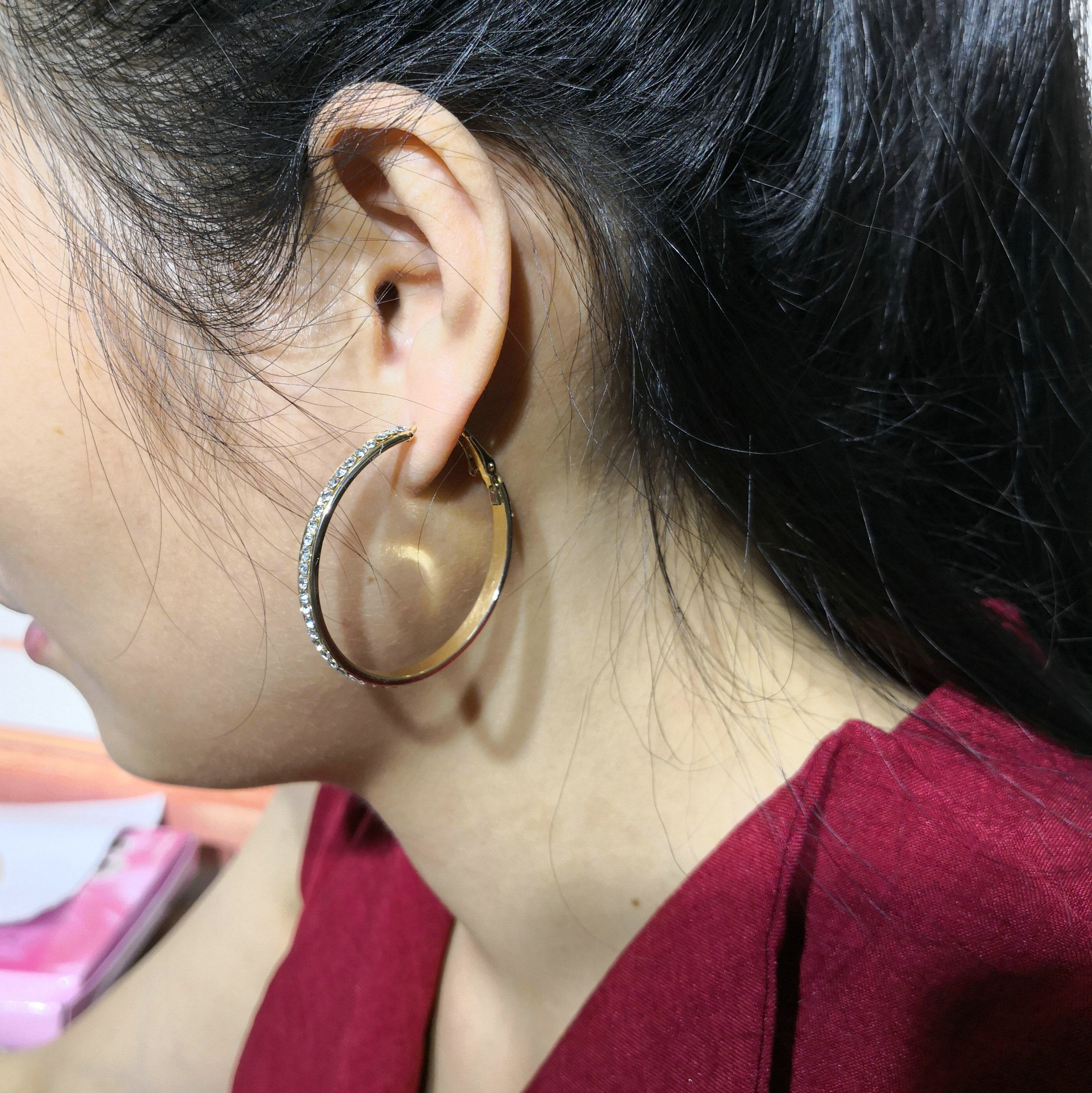 满钻耳多种规格个性气质耳坠简约耳饰圆形水钻圆圈圈耳环